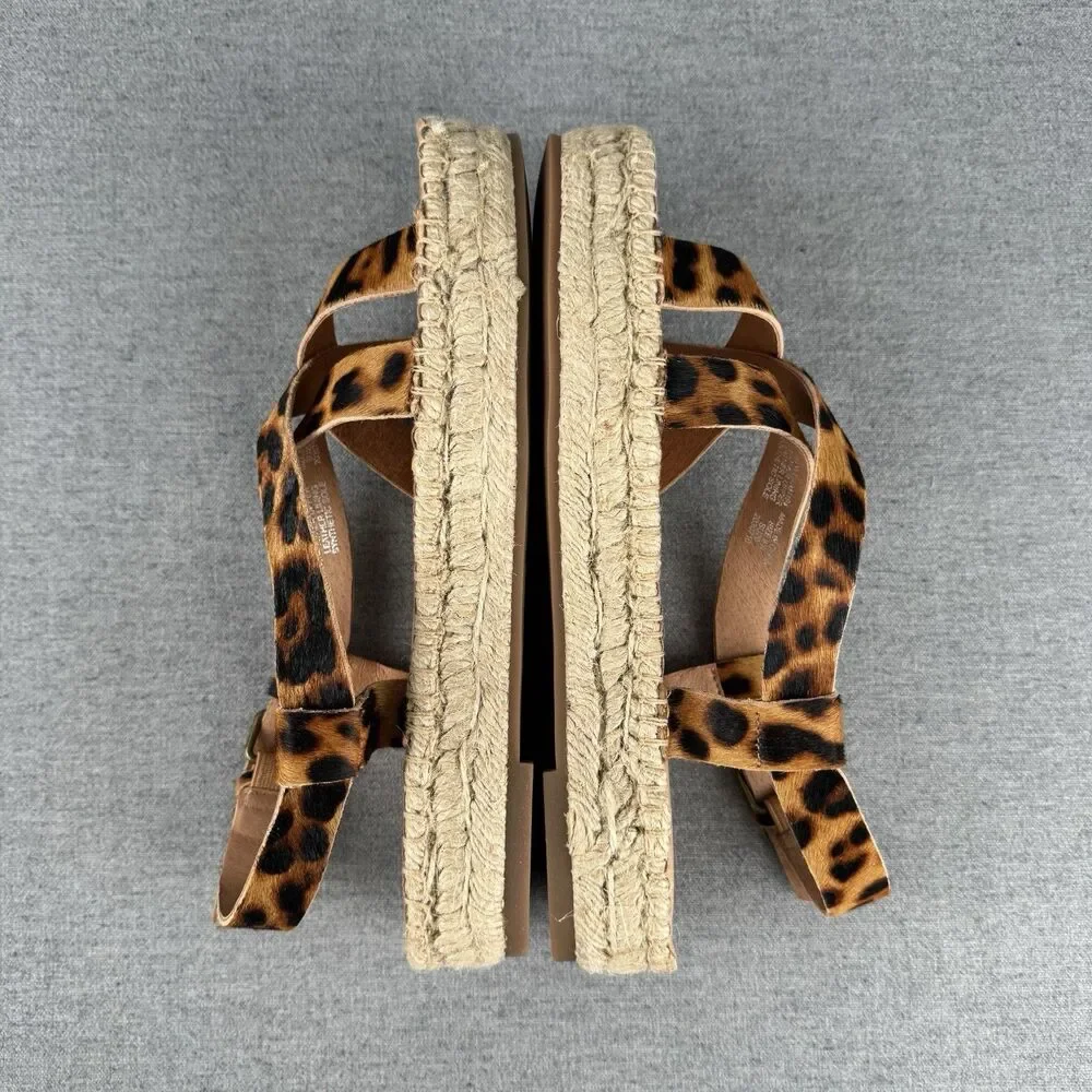New‎ Madewell Sandals Womens 8.5 Brown Leather Animal Print Beachy Boho Resort